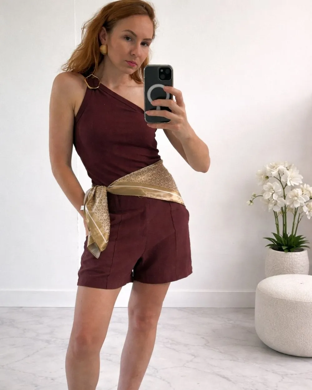 Blusa Canelada Ombro Único Argola Orgânica